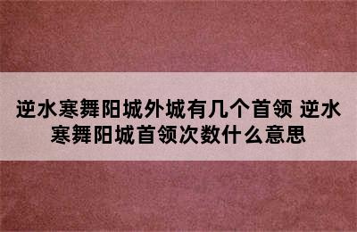 逆水寒舞阳城外城有几个首领 逆水寒舞阳城首领次数什么意思